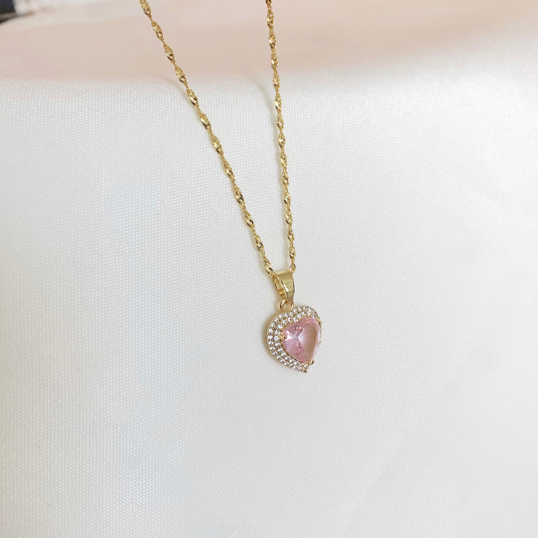 The Love Me Necklace - Baby Pink Stone